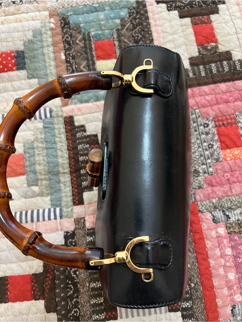 Gucci Black Leather Bamboo Top Handle - Picture 2 of 12